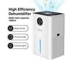 De Warenloods - Luchtontvochtiger - Voor Badkamer, Kantoor en Slaapkamer - 1.8 Liter - Dehumidifier - Wit - 16x13x25 cm