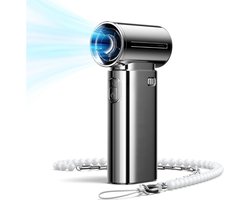 Draagbare Handventilator Turbo Power High Speed Air - Tot 18U Koeltijd - 5 Windversnellingen - 5000 mAh Oplaadbaar - Mini Zakformaat - Persoonlijke Ventilator Voor Reizen