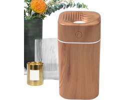 Draagbare mini-luchtbevochtiger - 300 ml kleine luchtbevochtiger - Luchtbevochtiger - USB persoonlijke desktop - Aroma Humidifier - luchtbevochtigers Geschikt voor thuis, slaapkamer, auto, kantoor, reizen, yoga met 7-kleuren LED-licht - bruin