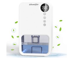 Gloovon - Luchtontvochtiger - 1.1L per dag - Energiezuinig - Met sfeerverlichting - Auto-stop - Voor Huis, Slaapkamer, Badkamer, Woonkamer - Slimme Dehumidifier - Wit