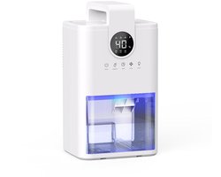 Gloovon® - Luchtontvochtiger - 230ML per dag - 1L Waterreservoir - LED - Luchtontvochtiger Slaapkamer - Dehumidifier - Geschikt voor Woonkamer, Slaapkamer & Badkamer - Wit
