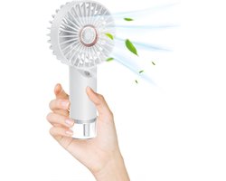 Handventilator - draagbare handventilator - Mini-ventilator - Leuke draagbare mini-ventilator - handventilator - turboventilator met waterspray - USB-oplaadbaar - 3 snelheden - voor op reis-kantoor- buiten（ wit）