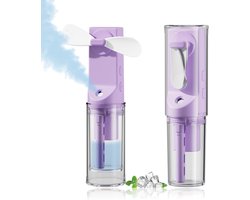Handventilator - Mini Handventilator Met Sproei - Ventilator Met Waternevel - 1500mAh USB-C Oplaadbaar - 4 Snelheden - Draagbaar Design (14cm) - Ideaal Voor Kantoor & Reizen - Paars