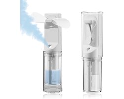 Handventilator - Mini Handventilator Met Sproei - Ventilator Met Waternevel - 1500mAh USB-C Oplaadbaar - 4 Snelheden - Draagbaar Design (14cm) - Ideaal Voor Kantoor & Reizen - Wit