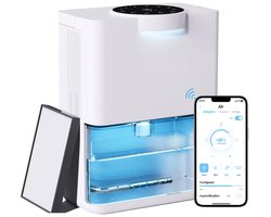 JC's® - Luchtontvochtiger - Luchtreiniger - Wifi Luchtontvochtigers - Automatische hygrometer - Extreem Stil - 1000ml/dag - HEPA filter - Dehumidifier - Grote Watertank 3000ml - Voor huis, kamer, badkamer & kelder – Wit