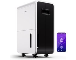 Klarstein luchtontvochtiger elektrisch tot 50 m², slimme luchtontvochtiger voor woning, badkamer & kelder, stille luchtontvochtiger, elektrische ontvochtiger met wifi IoT app, bouwdroger met 55 l capaciteit.