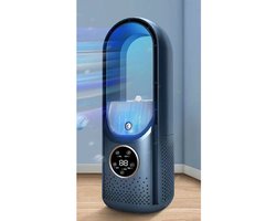 Knobbout Music United Bladloze 3-in-1 Vernevelingsventilator – 6 Snelheden, Stille Werking, USB-aangedreven en AI Snelle Koelmodus met Microdruppels, Blauw