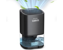 Laavir® Luchtontvochtiger – 2-in-1 Ontvochtiger & Luchtreiniger – Fluisterstil – 350 ml/dag – 1000 ml Waterreservoir – LED Verlichting – Voor Slaapkamer, Badkamer, Kelder – Zwart