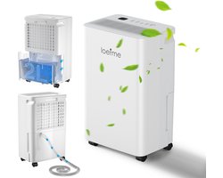 LOEFME Luchtontvochtiger - Ontvochtigt 12 liter per dag - 2L Waterreservoir - Voorkomt Schimmel - Stil - Geschikt voor woonkamer, slaapkamer, badkamer, kelder en garage - Luchtontvochtiger en Luchtreiniger- Krachtige ontvochtiger - Dehumidifier