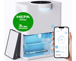 Luchtontvochtiger - Luchtreiniger - Luchtontvochtigers - Automatische hygrometer - Extreem Stil - 1000ml/dag - HEPA filter - Dehumidifier - Grote Watertank 3200ml - Voor huis, kamer, badkamer & kelder – Wit