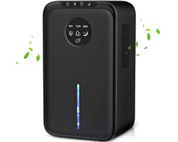 Luchtontvochtiger met Ionische Luchtreiniging & LED Licht – 2,5L Reservoir – Ontvochtigt tot 1L/dag – Slaapstand & Timer – Voor Slaapkamer, Badkamer & Woonkamer – Zwart