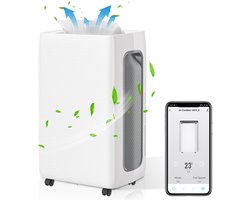 Luchtontvochtiger - WIFI APP Ontvochtigt tot 26 liter per dag - badkamer, woonkamer en kelder - Luchtontvochtiger - met watertank - Wit