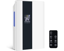 Luchtontvochtigers - 2000ml Elektrische Luchtontvochtiger, Stille Anti-schimmel Huisontvochtiger 24H Timer UV-reiniging, Slaapmodus Ontvochtiger voor Badkamers in Slaapkamer, Kledingkast (Wit)