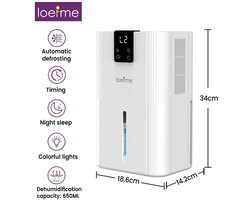 Lynly - mobiele luchtontvochtiger thuis slaapkamer badkamer - 2,8 L luchtontvochtiger vochtvanger