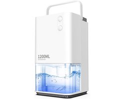 MELVRA Luchtontvochtiger - 1200ML - Klein & Stil - Elektrische Ontvochtiger met 7 LED Kleuren - Automatische Uitschakeling - Badkamer & Slaapkamer - Wit