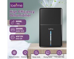 Milova Luchtontvochtiger - 3L - Elektrisch met compressor en luchtreiniging - Vochtige ruimtes - Badkamer - Kleedkamer - Zolder - Garage - Kelder - Zwart