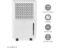Nedis Luchtontvochtiger – Tot 10 Liter per dag – LED Display – Wasdrogingsfunctie – 100m³/h – Wit