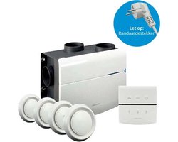 Orcon alles-in-een pakket randaarde stekker MVS 15R 520m3/h + rft bediening + 4 ventielen