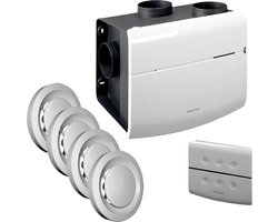 Orcon alles-in-een pakket randaarde stekker MVS 15RHB 520m3/h + vochtsensor + rft bediening + 4 ventielen