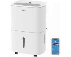 SHINCO Draagbare luchtontvochtiger met wifi/app-bediening (30 l/dag), luchtreiniger met actief-koolfilter, automatische ontvochtiging, 24-uurs timer, continue afvoer, wasdroogfunctie