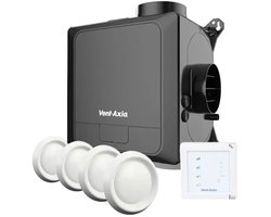 Vent-Axia Multihome BPD basis Pakket 300 m³/h + vochtsensor + RFT bediening batterij + 4 ventielen - perilex stekker