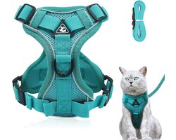 Verstelbaar en ademend kattenharnas met riem - Veilig en comfortabel voor katten en honden (maat S)