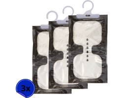 Vochtopnemer voor Kledingkast - Vochtvanger - Luchtontvochtiger Slaapkamer - Vochtabsorberende Zakken met Hanger - Ophangbare Ontvochtigingszak - 3 Stuks - Vochtopnemers voor in Huis - Ontvochtiger Zakjes - Vochtopnemer - Vochtzakken Hangend