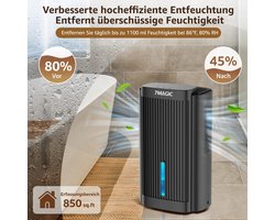 Waves - Dehumidifier - Luchtontvochtiger - Vochtvreter - Stille Luchtontvochtiger - Luchtreiniger - 2600 ml - Kleur zwart/wit