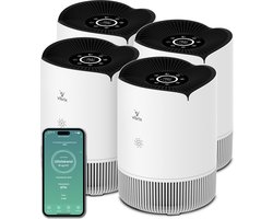 4 X Vibrix PureFlow30 Luchtreiniger - 180m3/u - Air Purifier met Ionisator - Hepa Filter + Koolstof Filter - Luchtfilter tegen stof, hooikoorts, allergie en huisstofmijt - Slaapstand en luchtkwaliteit indicator