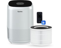 Dynter Luchtreiniger AirPure PA244 – HEPA 13 & Koolstoffilter + Ionisator – Tegen Hooikoorts, Huisstofmijt & Geur – CADR 260m³/h – Luchtkwaliteit Sensor – Met slaapstand – Voor 55m² – Stil & Energiezuinig
