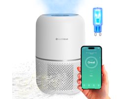 Luchtreiniger Pro met App en Vervangbare HEPA 13 Filter en UV-Lamp - Air Purifier - 165m3/u - Air Cleaner - 4 Standen - Koolstoffilter - Tegen Hooikoorts, Huisstofmijt, Allergie, Stof, Geur, Rook - Wit - Silvergear