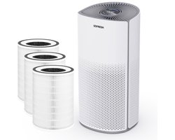 Sofresh luchtreiniger met app - 30 m² - Automatische stand + 6-in-1 filtersysteem - Luchtkwaliteitsindicator - Ionisator - UV - Luchtfilter - Air purifier met 3 HEPA-filter