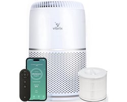 Vibrix Vortex20 Luchtreiniger - 275m3/u - Air Purifier met Ionisator - Hepa Filter + Koolstof Filter - Luchtfilter tegen stof, hooikoorts, allergie en huisstofmijt - Slaapstand en luchtkwaliteit indicator