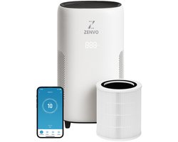 Zenvo Luxe Luchtreiniger met Wifi - 360 m3/u - Werkt tegen huisstofmijt, hooikoorts, allergie, stof - Met HEPA 13 Filter - Air Purifier - Clean Air Hepa Filter - Met App - Wit