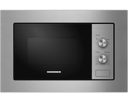 Heinner Inbouw Magnetron – 20 L – 800 W – 5 Vermogensniveaus – Ontdooifunctie – Mechanische Bediening – 35 Min Maximale Kooktijd – Zwart/Zilver