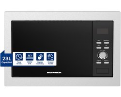 Heinner Inbouw Magnetron – 23L – 800W – Grill 1000 W & Ontdooifunctie – 5 Vermogensstanden – LED Display – Timer – RVS/Zwart