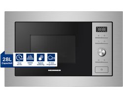 Heinner Inbouw Magnetron – 28 L – 900 W – 1000 W Grill – 5 Vermogensniveaus – Ontdooifunctie – 21 Automatische Programma’s – Digitale Bediening – RVS