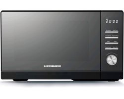 Heinner Vrijstaand Magnetron 25L – 800 W – 5 Vermogensniveaus – 8 Automatische Programma’s – Ontdooifunctie – Timer – Spiegelglas – Zwart