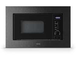 Klarstein Verosteel inbouwmagnetron met grill – 20 l, 700 W magnetron & 800 W grill, 8 programma's, touchbediening, roestvrij staal, geïntegreerde magnetron, zwart roestvrij staal