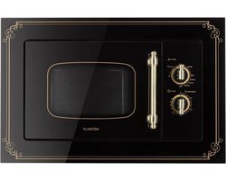 Klarstein Victoria 20 Einbau Mikrowelle Retro, 20 L, 800 W Mikrowellen /1000 W Grillleistung, 3 Kombi Funktionen, Edelstahl, inkl. Einbaurahmen, schwarz – geschikt voor thuisfitness en sportschoolgebruik, duurzame constructie, eenvoudig te monteren,