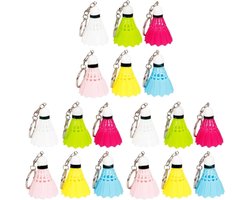 Kleurrijke Mini Badminton Sleutelhanger Set - 18 Stuks - Metalen Bal 3D Sleutelhanger - Geel Wit Rood Blauw Groen Roze