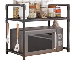 Magnetron Standaard voor Keuken - Metalen Plank met Haken en Geen Boreisen