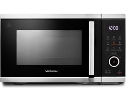 MEDION Magnetron met heteluchtfriteuse (3 in 1, 25 liter, 1500 watt hetelucht, 900 watt magnetron, 9 automatische programma's, popcornknop, ontdooifunctie, LED-display, MD11499)