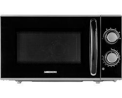 MEDION Mikrowelle klein, ca. 700 Watt Leistung, ca. 17 Liter Kapazität, 6 Stufen, Auftaufunktion, MD 15644, schwarz/silber