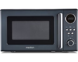 MEDION Retro magnetron (20 liter, ca. 800 watt, 5 magnetronstanden, digitaal display, ontdooifunctie, compact) grijs