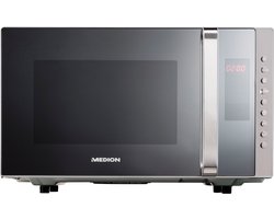 MEDION vrijstaande, 3-in-1 magnetron met grill- en heteluchtfunctie, 800 watt vermogen, 1200 watt bovengrill/heteluchtvermogen, 23L, MD17495, zilver