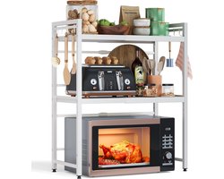 Uitbreidbaar magnetronrek met 3 niveaus en 8 haken - Organiseer je keuken