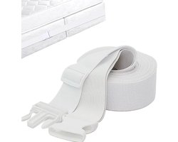 Lakenspanners - Lakenklemmen - 10m x 5cm - Dekbedclips - voor Matrassen - Stevige Nylon Bedverbinder - met Metalen Gesp - Matras Connector van Twin naar King Size - Wit