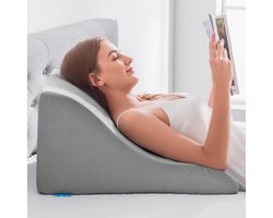 Leeskussen met Traagschuim – Wigvormig Ergonomisch Rugkussen – Brede Rugsteun voor Bed en Bank – Ideaal bij Lezen, Gamen, Ontspannen of TV Kijken – Comfortabel Steunkussen – Rugondersteuning voor Volwassenen Ask ChatGPT