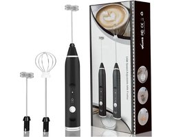 2 In 1 Elektrische Koffie Melk Opschuimer - Usb Oplaadbaar - Ei Klopper - Garde Mixer – Zwart